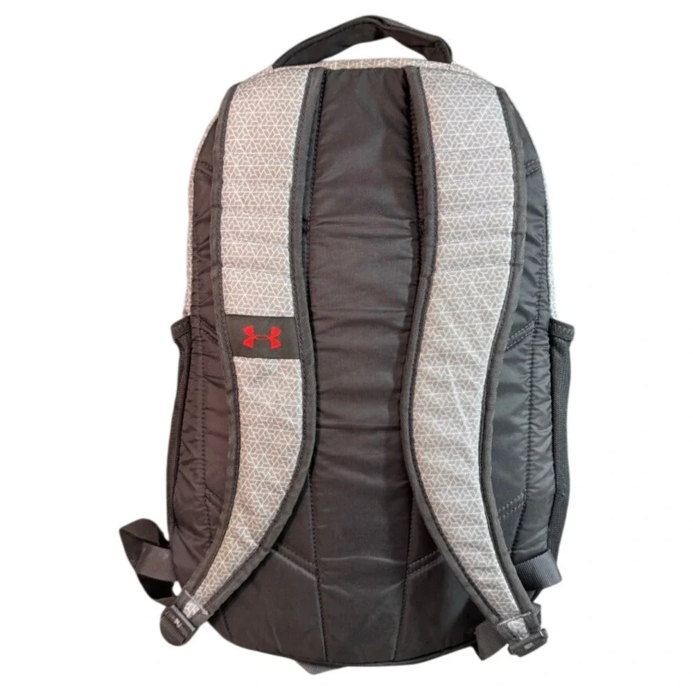 Under Armour Storm Backpack Grey Red Geometric Pattern Laptop Bag Sport Gym